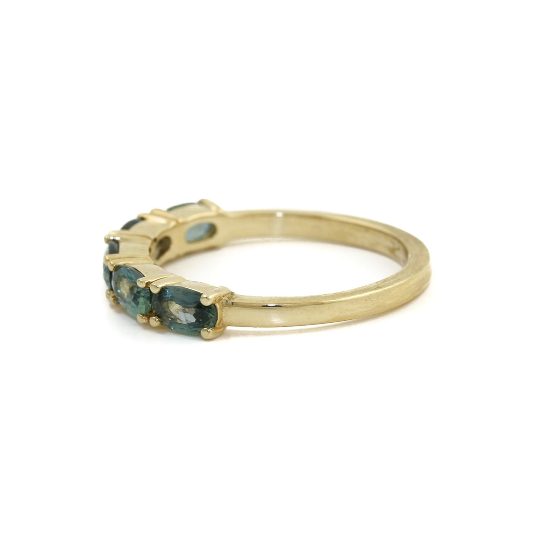 14K Teal Oval Sapphire Band - Kingdom Jewelry