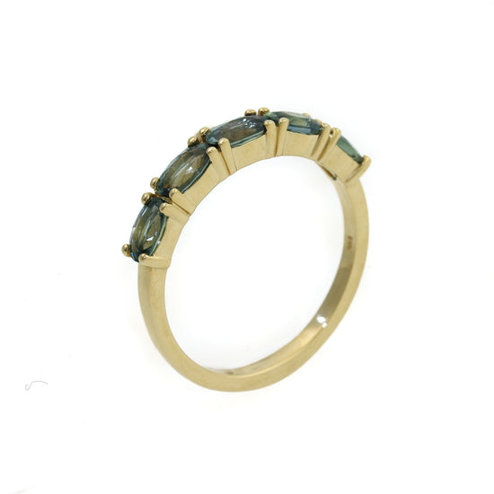 14K Teal Oval Sapphire Band - Kingdom Jewelry