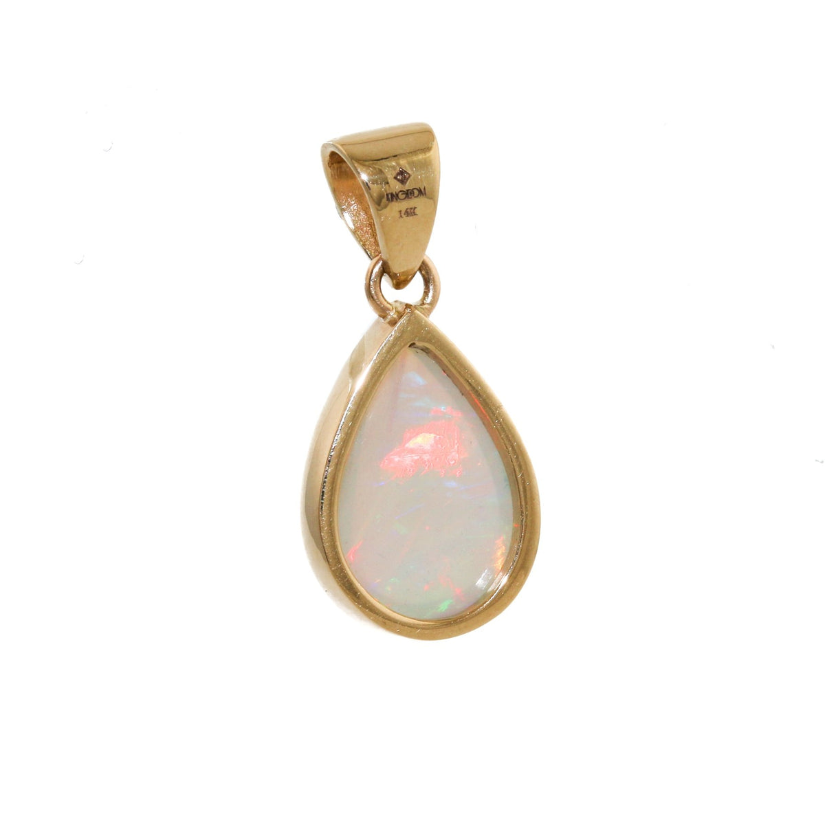 14k Teardrop Welo Opal Pendant - Kingdom Jewelry