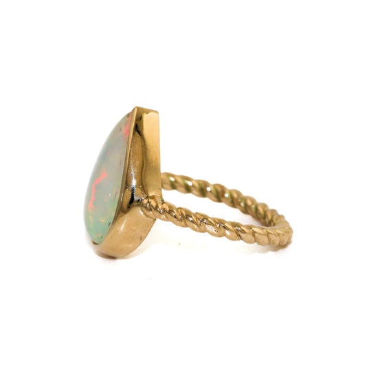 14k Teardrop Welo Opal Ring - Kingdom Jewelry