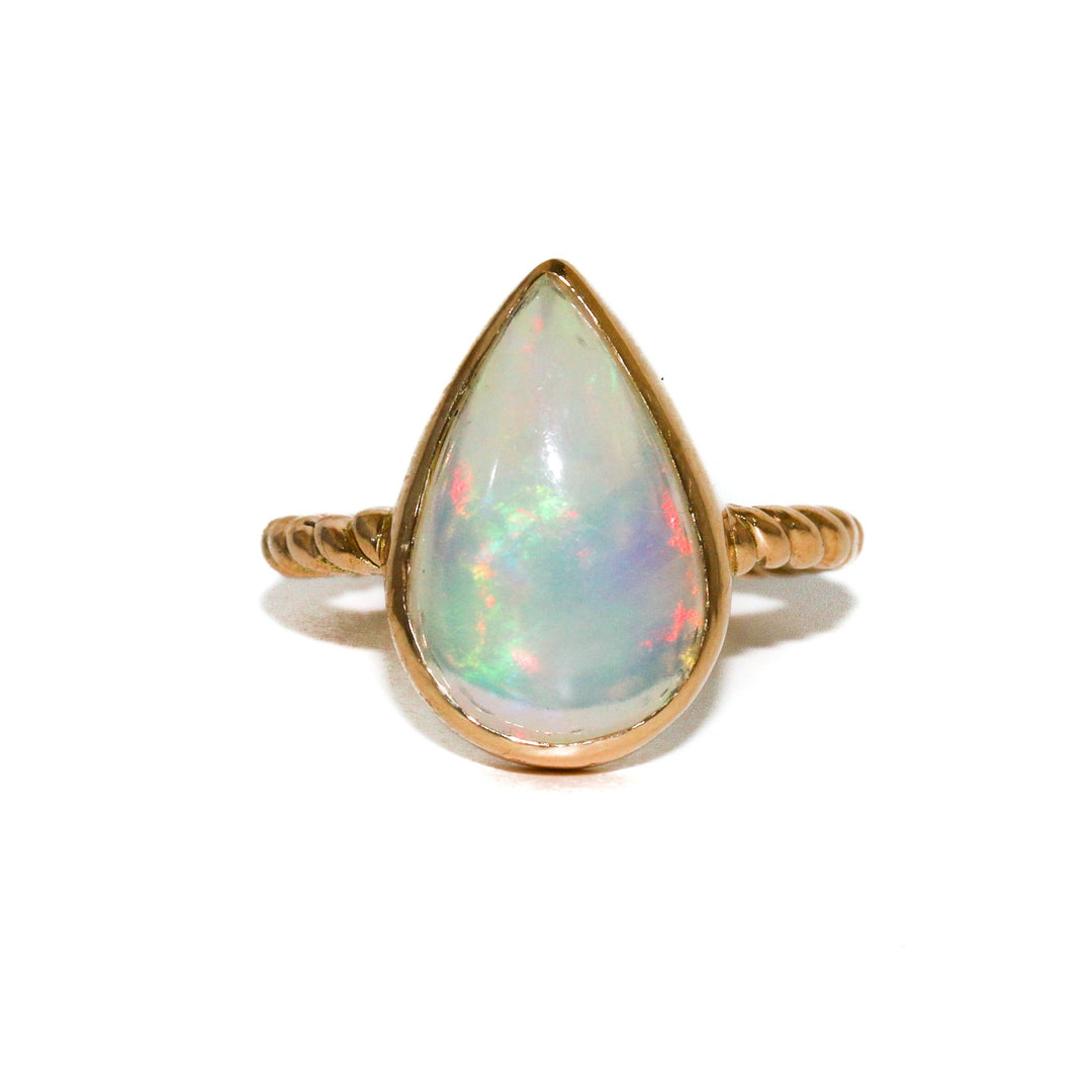 14k Teardrop Welo Opal Ring - Kingdom Jewelry