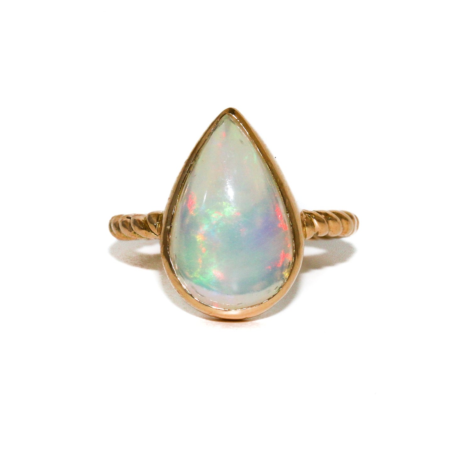 14k Teardrop Welo Opal Ring - Kingdom Jewelry
