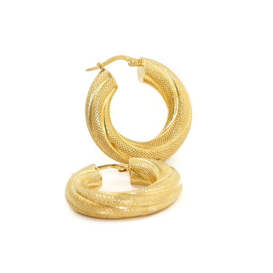 14k Twisted Cleopatra Hoops Lrg - Kingdom Jewelry