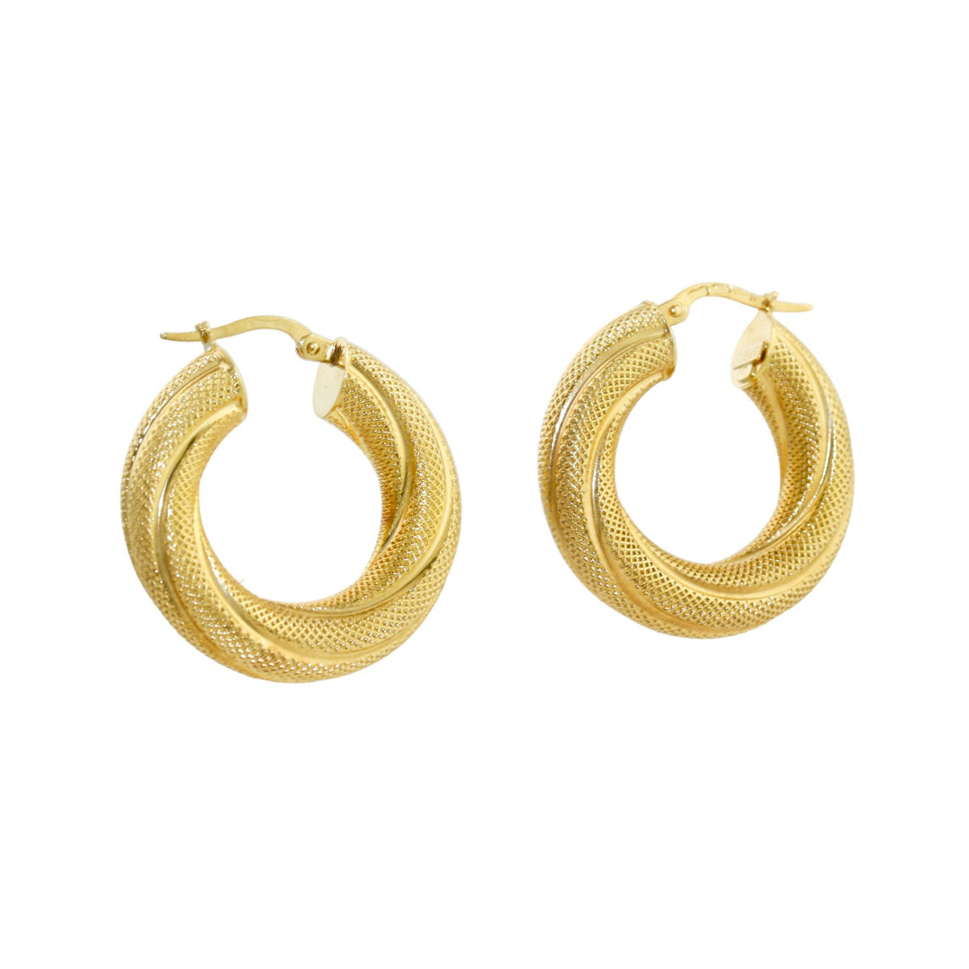 14k Twisted Cleopatra Hoops Lrg - Kingdom Jewelry