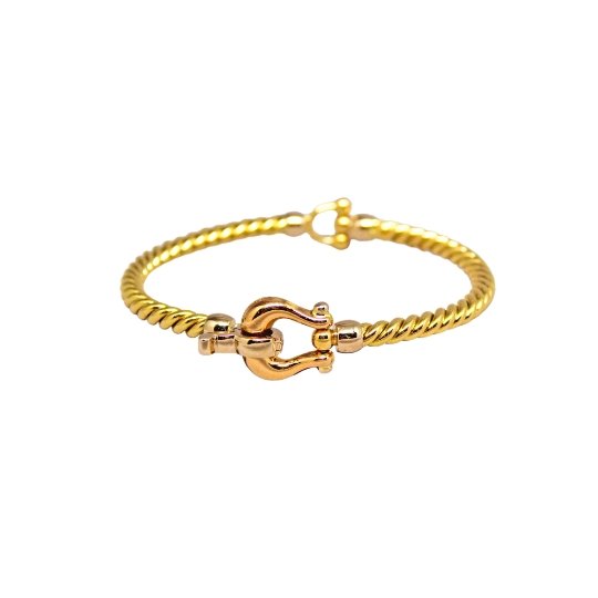 14k Two-Tone Fancy Rope Bangle - Kingdom Jewelry