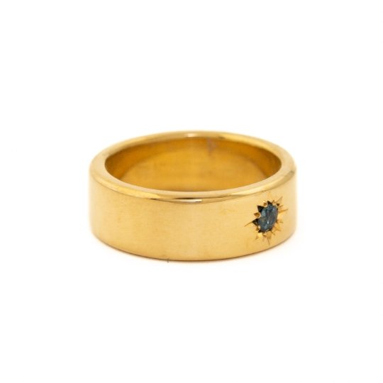 14k Victorian-Style Gold x Rose-Cut Sapphire Band - Kingdom Jewelry
