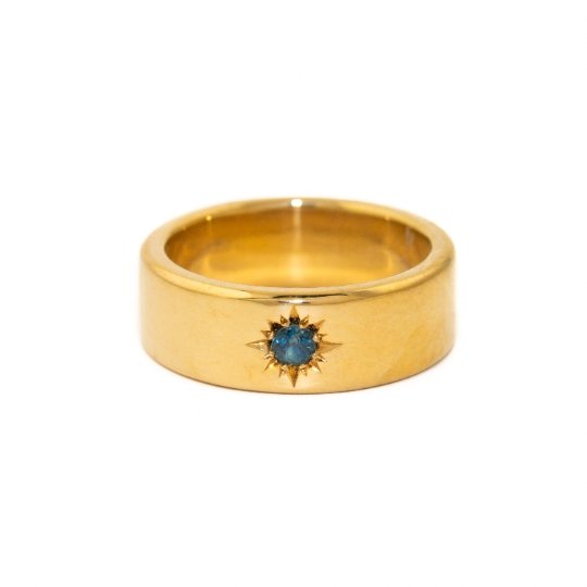 14k Victorian-Style Gold x Rose-Cut Sapphire Band - Kingdom Jewelry