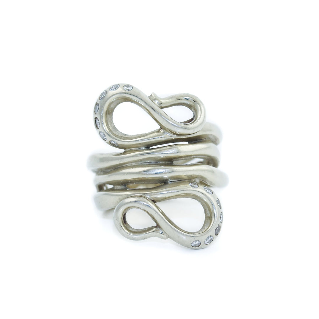 14K White Gold Snake Ring x Diamonds - Kingdom Jewelry