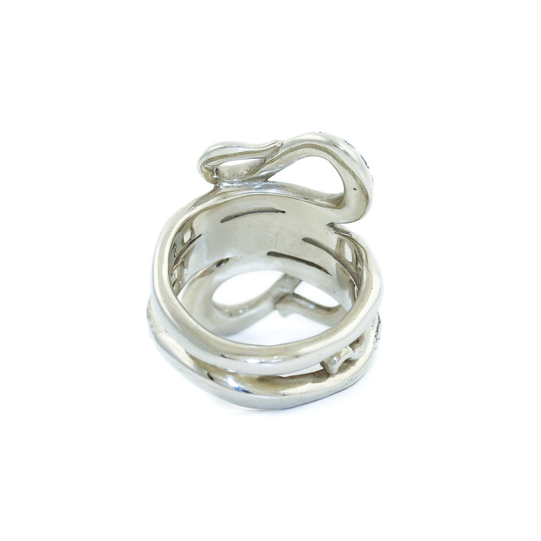 14K White Gold Snake Ring x Diamonds - Kingdom Jewelry