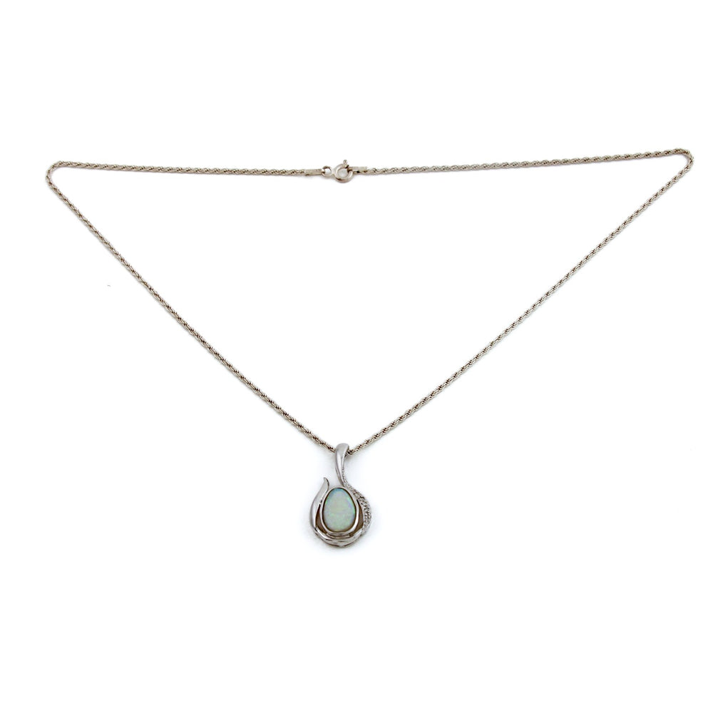 
                      
                        14k White Gold Vintage Opal X Diamond Pendant - Kingdom Jewelry
                      
                    