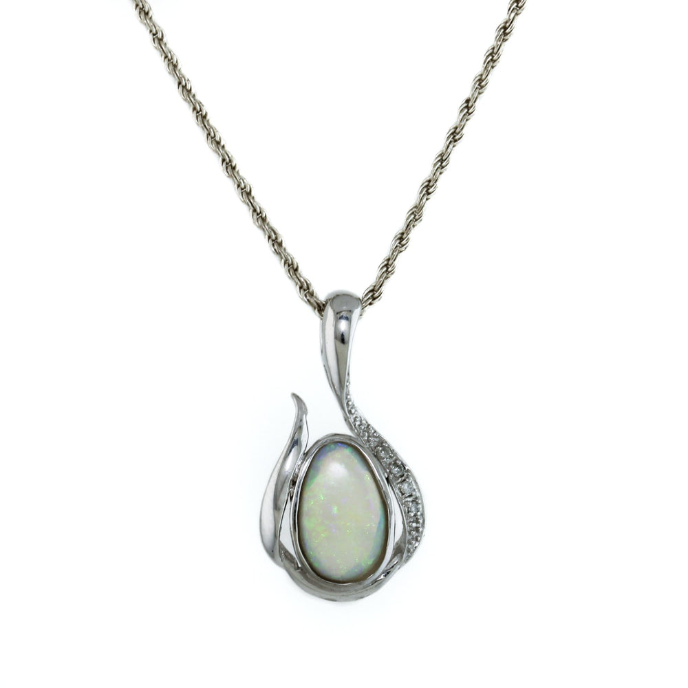 
                      
                        14k White Gold Vintage Opal X Diamond Pendant - Kingdom Jewelry
                      
                    