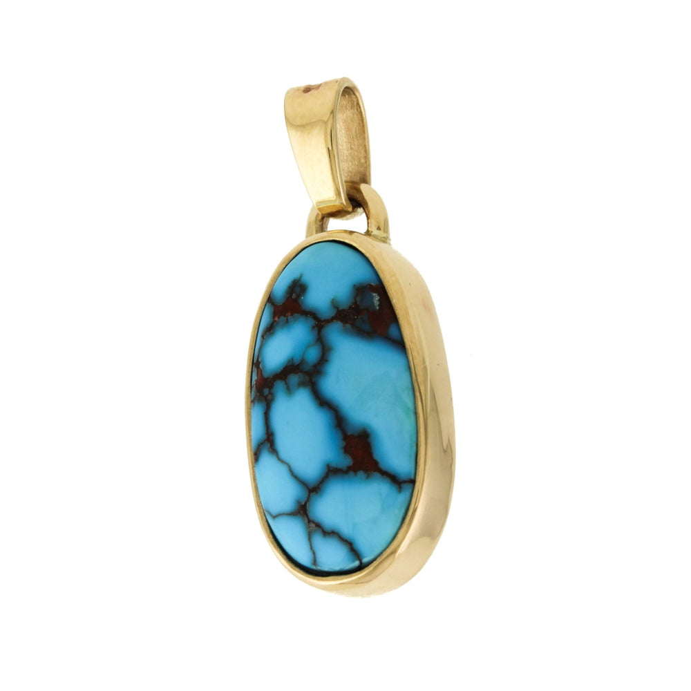 14K x Egyptian Turquoise Ellipse Pendant - Kingdom Jewelry