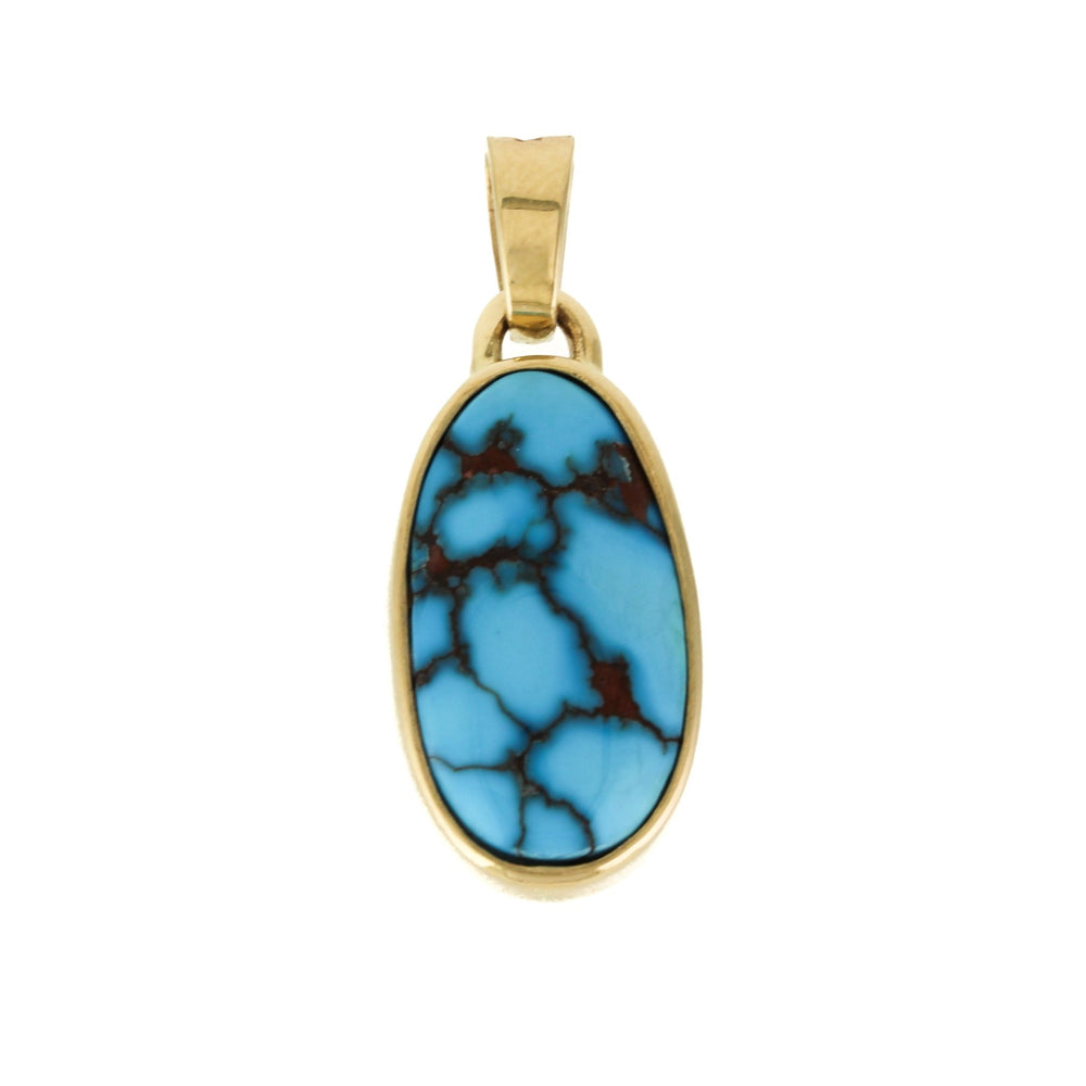 14K x Egyptian Turquoise Ellipse Pendant - Kingdom Jewelry