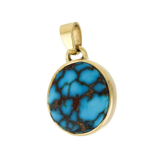 Load image into Gallery viewer, 14K x Egyptian Turquoise Round Pendant - Kingdom Jewelry
