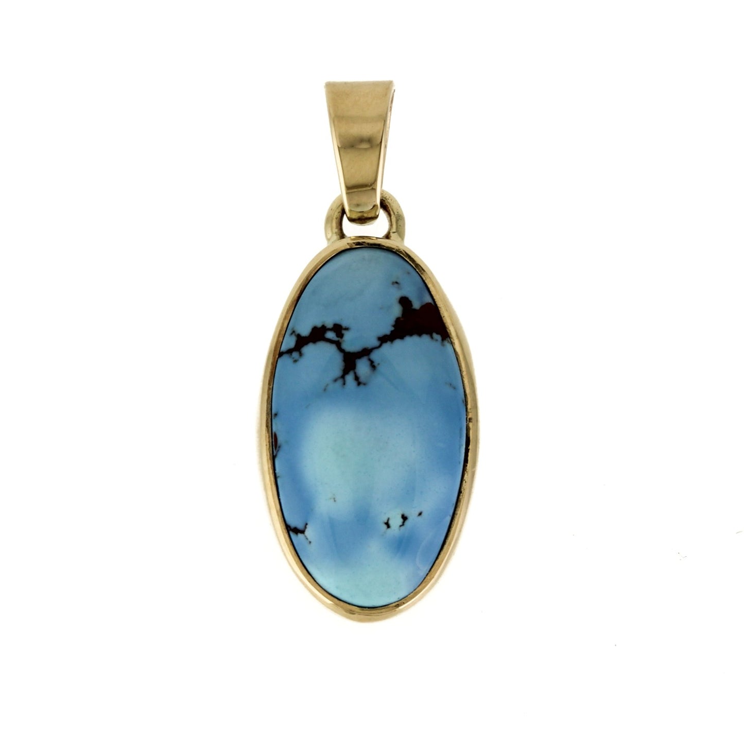 14K x Golden Hills Turquoise Ellipse Pendant - Kingdom Jewelry