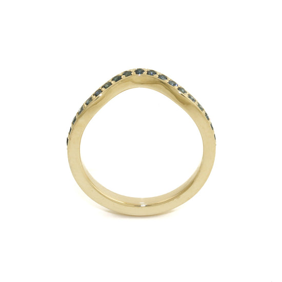 14K x Pave Teal Sapphire Curved Band - Kingdom Jewelry