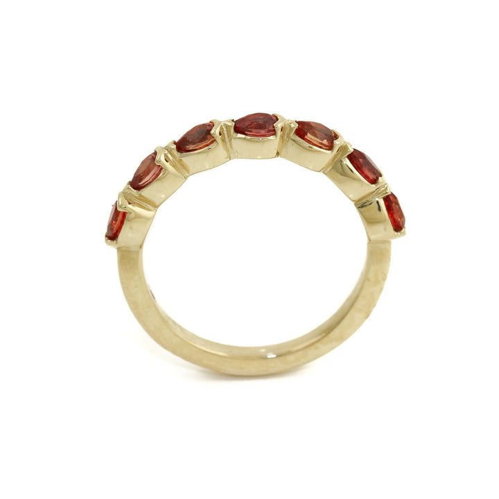14K x Pear-Cut Padparadscha Channel Set Band - Kingdom Jewelry