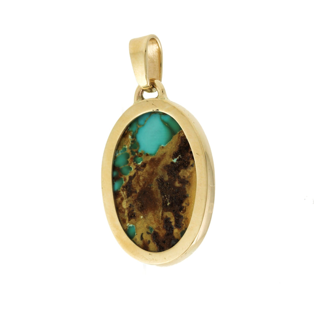 14K x Royston Turquoise Oval Pendant - Kingdom Jewelry