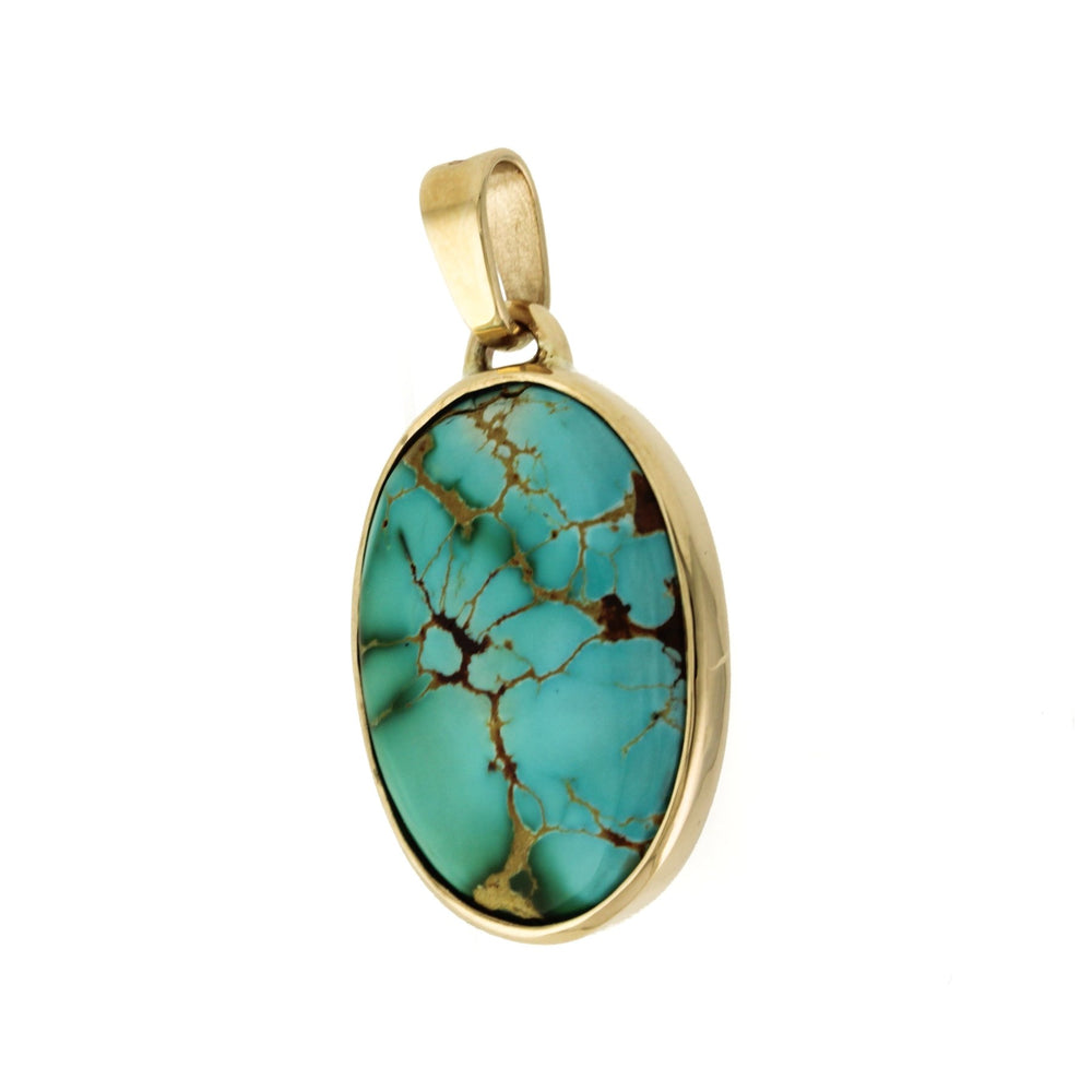 14K x Royston Turquoise Oval Pendant - Kingdom Jewelry