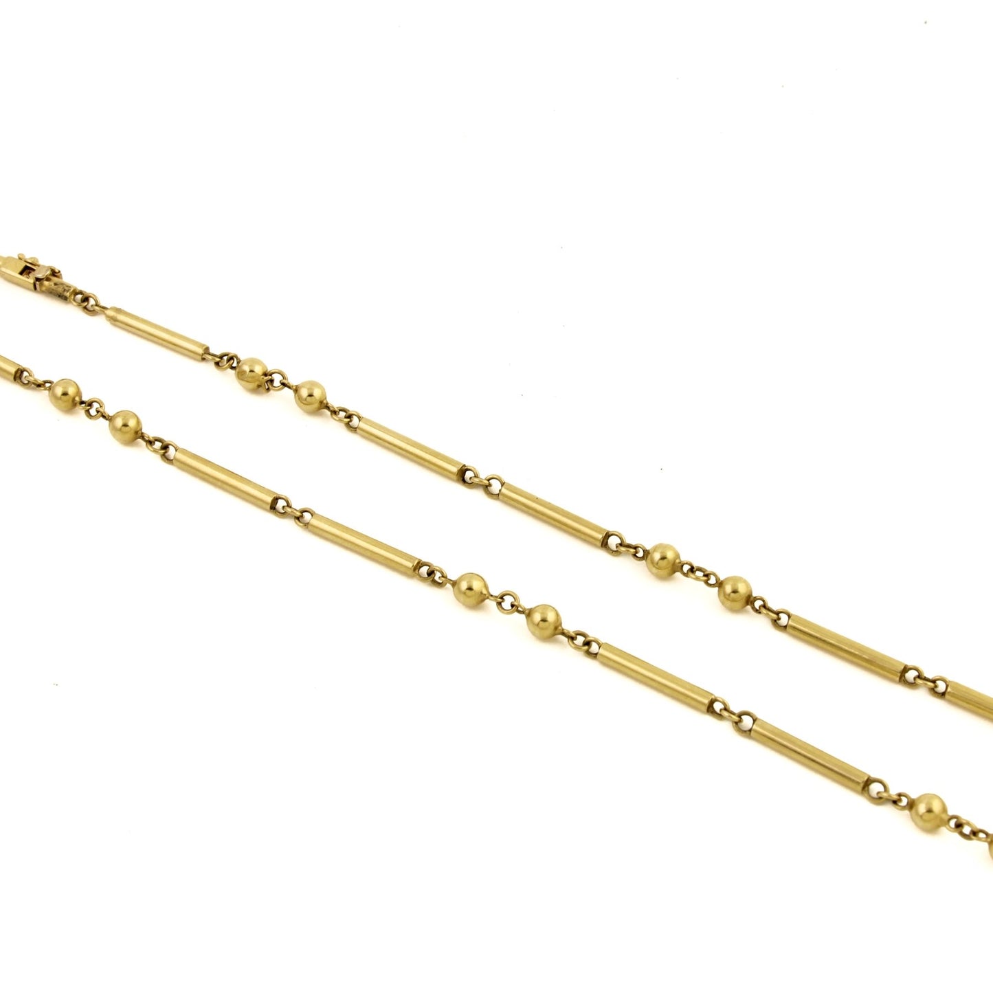14k Yellow Gold Bead & Cylinder Link Chain Necklace - Kingdom Jewelry