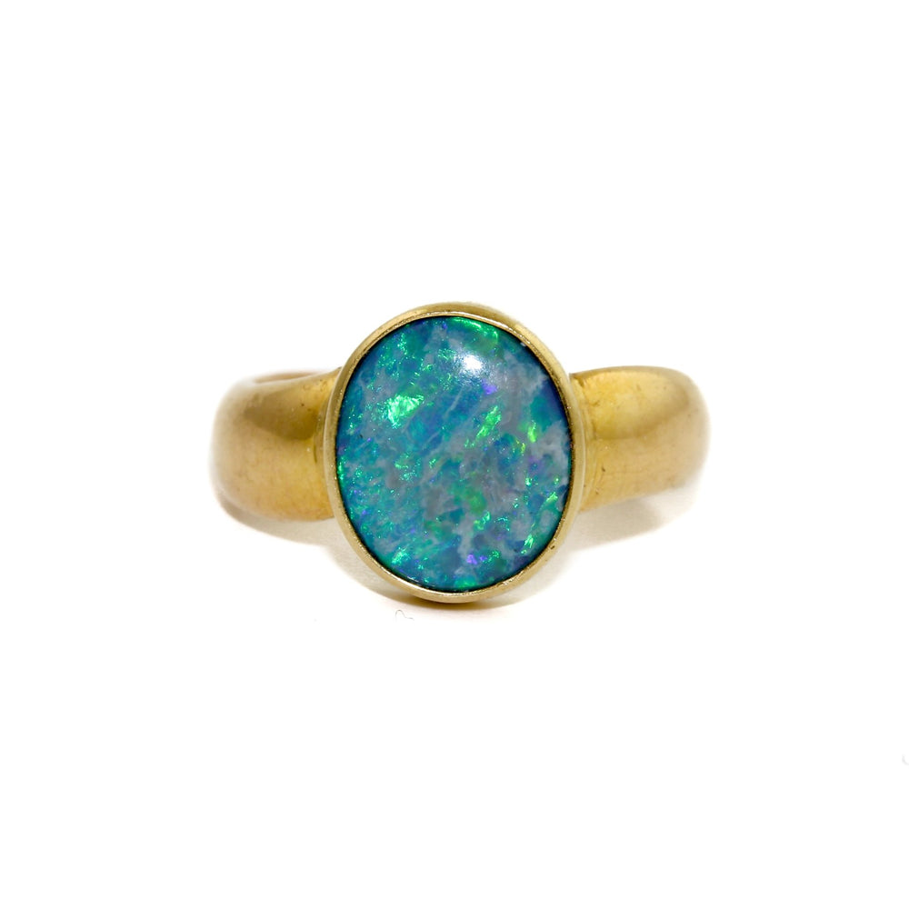 18K Gold Vintage Ring x Australian Opal - Kingdom Jewelry