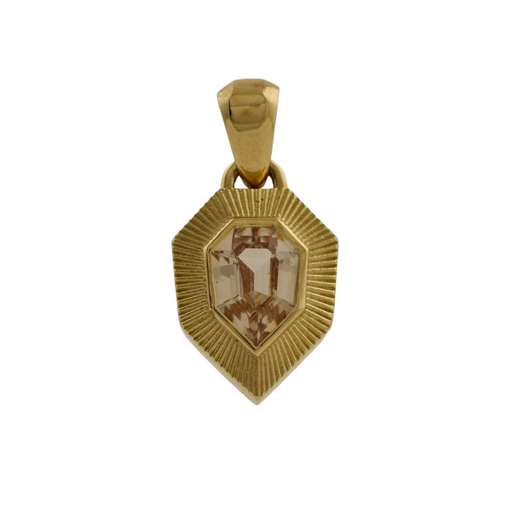 18K Gold x Peach Padparadscha Sunburst Pendant - Kingdom Jewelry
