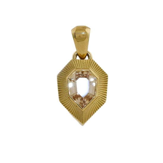 18K Gold x Peach Padparadscha Sunburst Pendant - Kingdom Jewelry