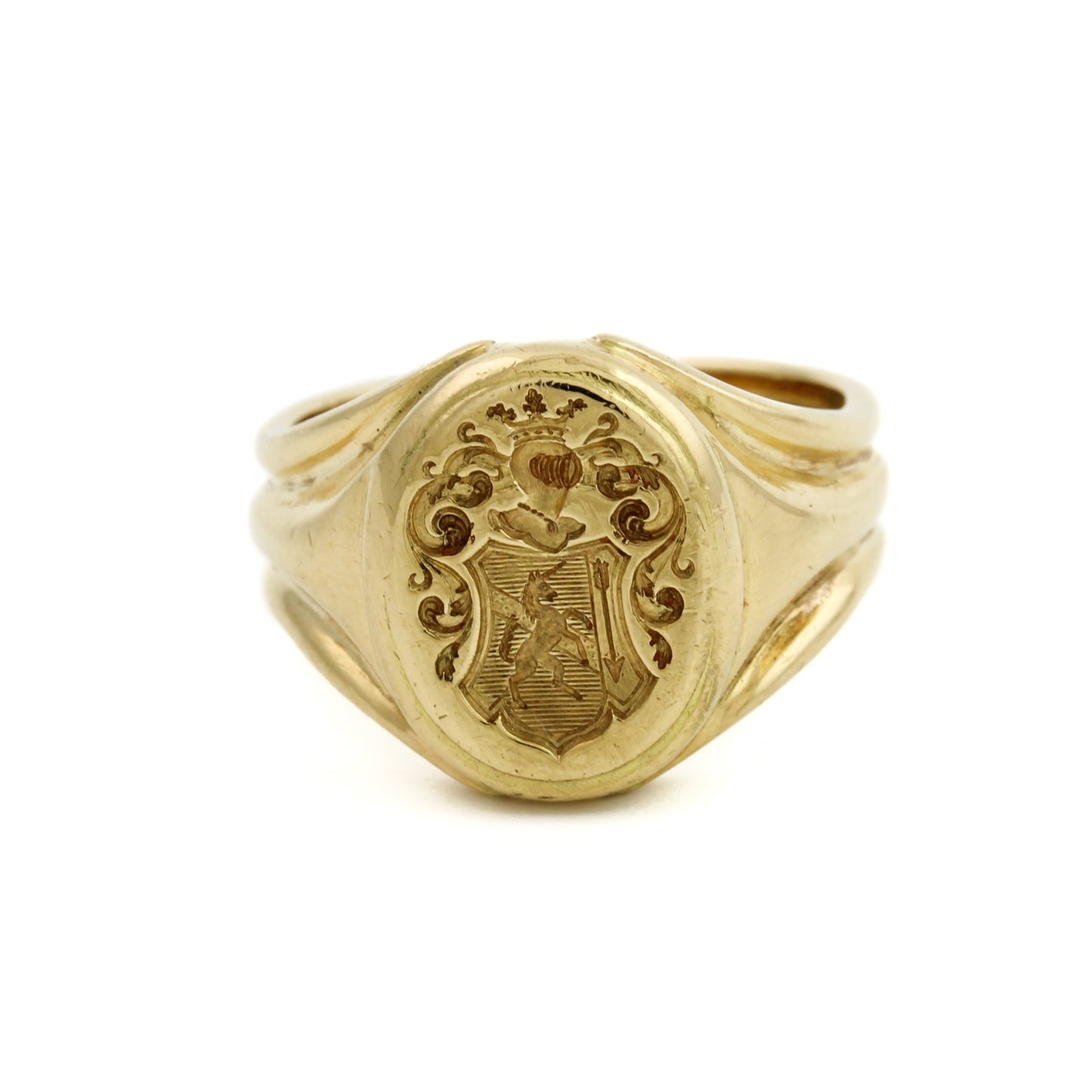 1910's French " Lion & Arrow" Crest Signet - Kingdom Jewelry