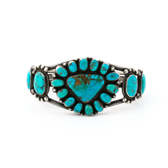 1920s Triangular Turquoise Burst Cuff - Kingdom Jewelry