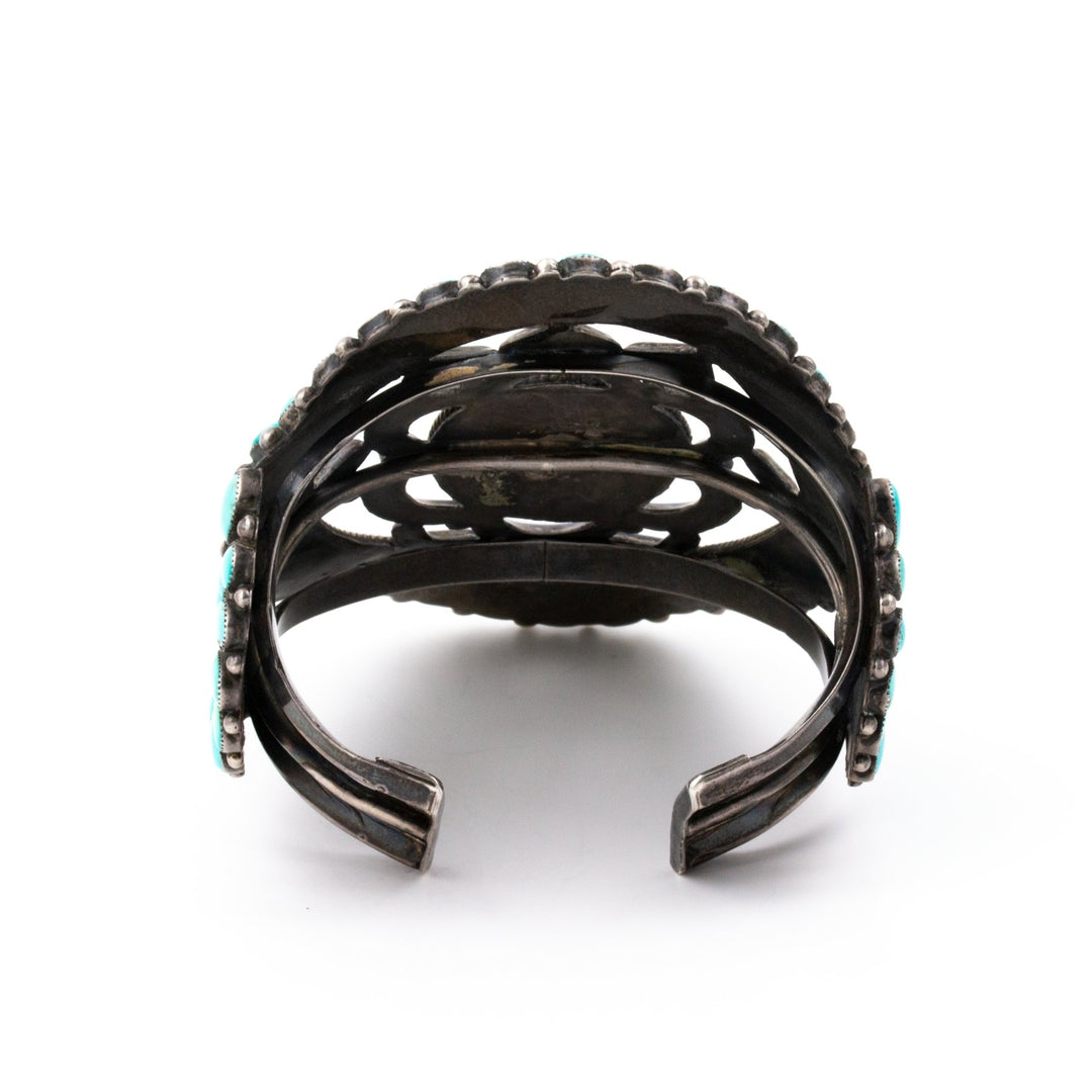 1940s Cluster Turquoise Zuni Cuff - Kingdom Jewelry