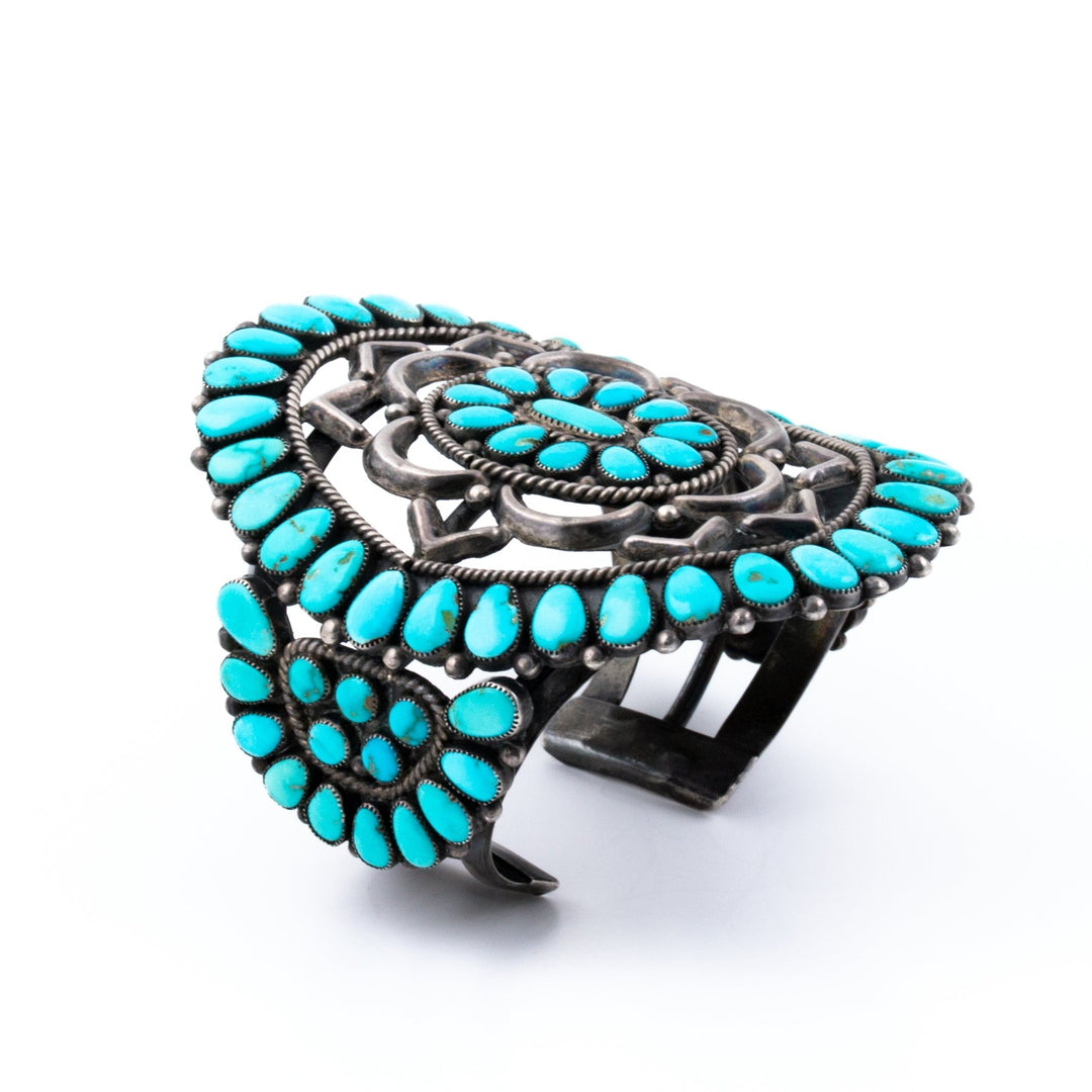 1940s Cluster Turquoise Zuni Cuff - Kingdom Jewelry