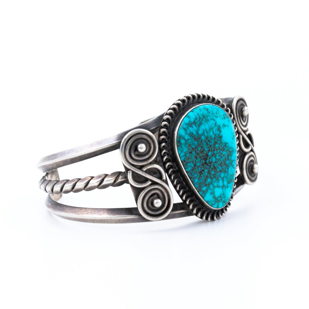 1940s Lone Mountain Turquoise Cuff - Kingdom Jewelry