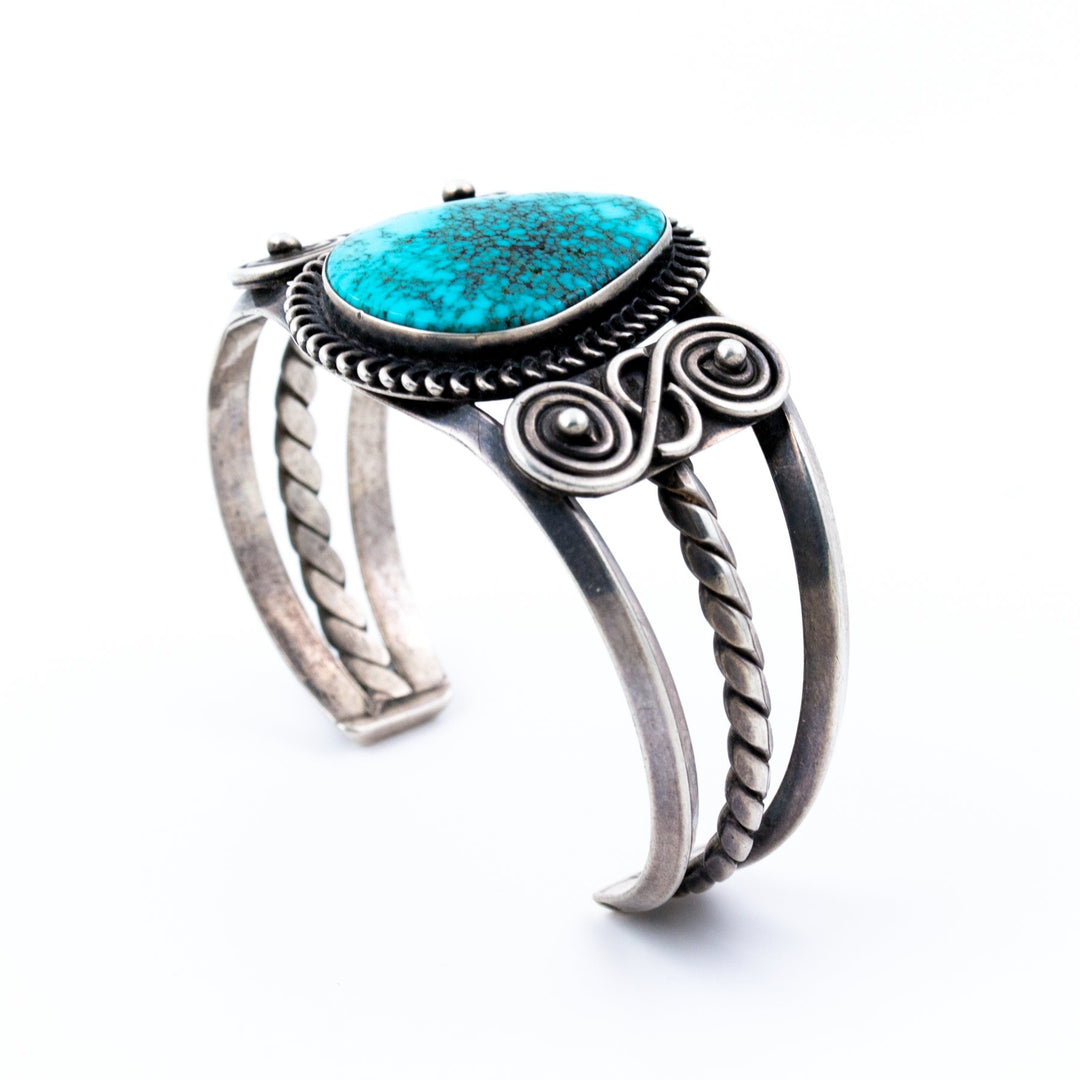 1940s Lone Mountain Turquoise Cuff - Kingdom Jewelry