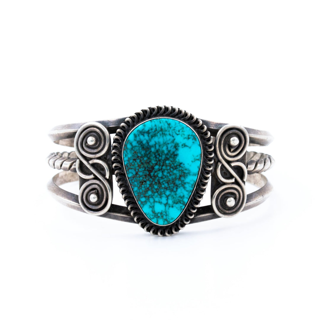 1940s Lone Mountain Turquoise Cuff - Kingdom Jewelry