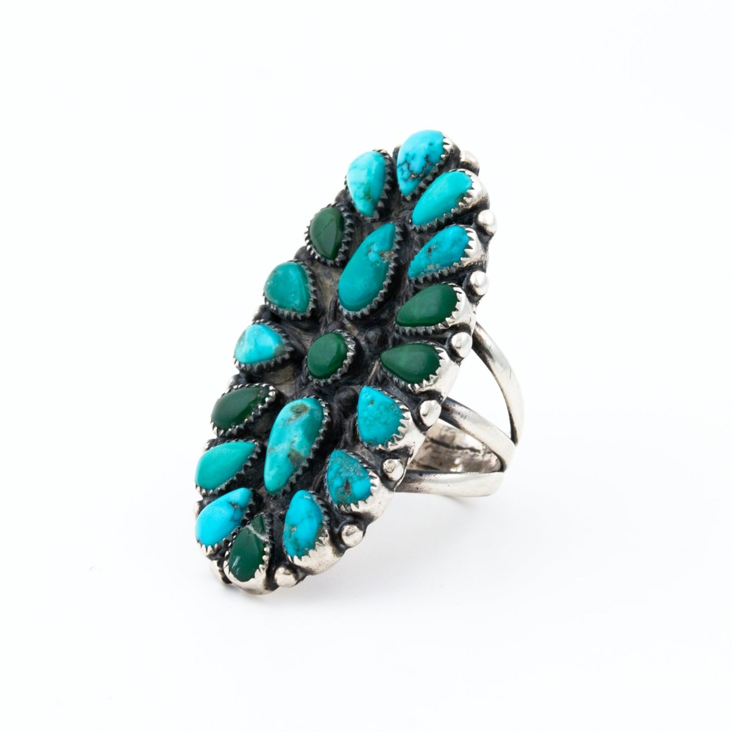 1940s Needlepoint Turquoise Ring - Kingdom Jewelry