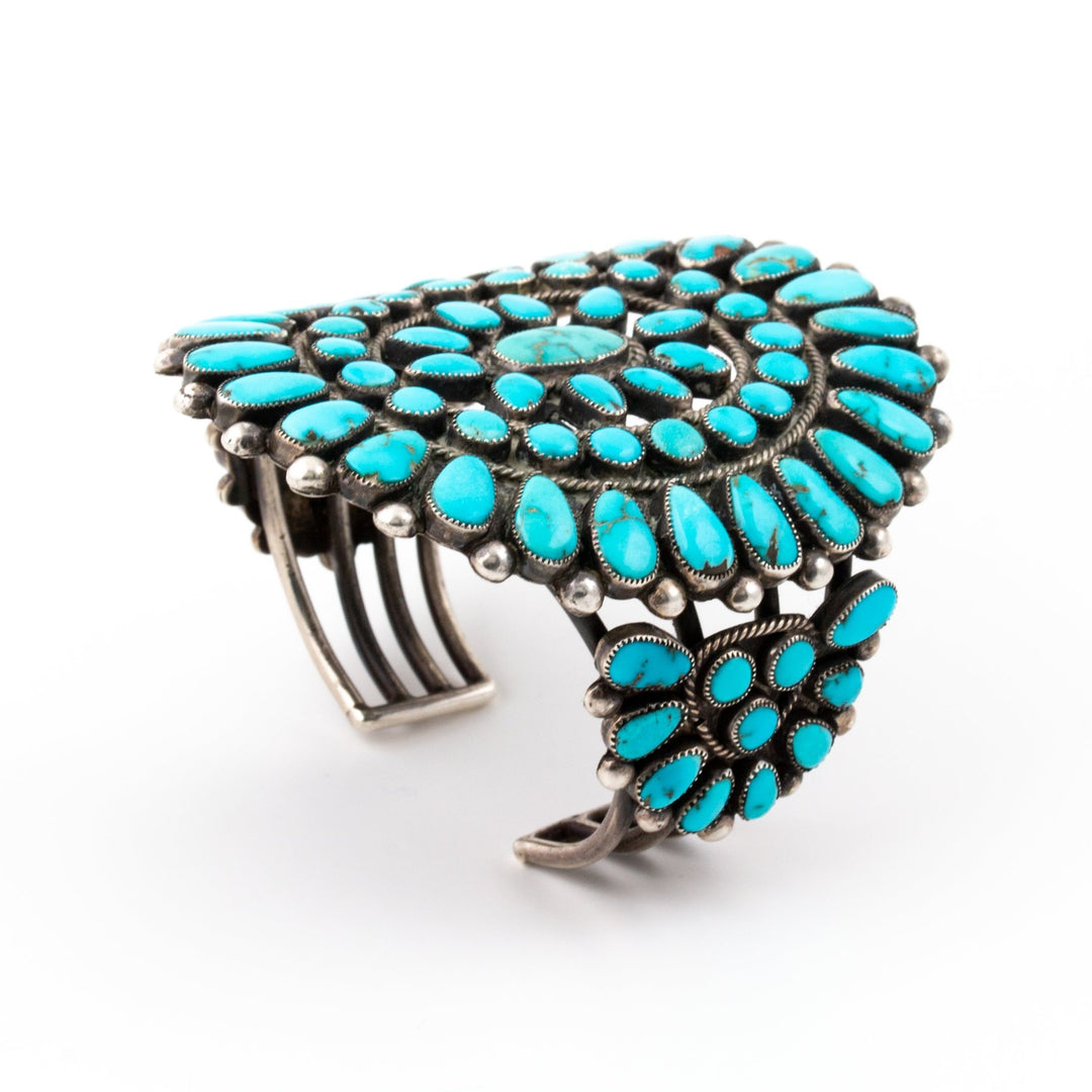 1940s Turquoise Zuni Cluster Cuff - Kingdom Jewelry