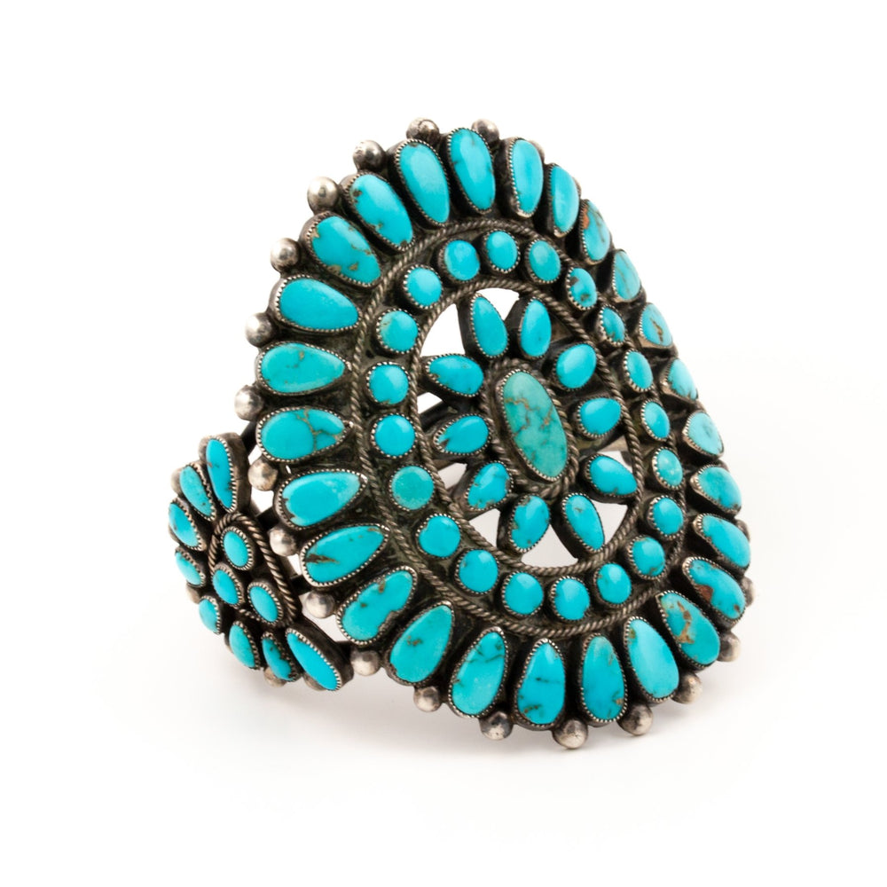 1940s Turquoise Zuni Cluster Cuff - Kingdom Jewelry