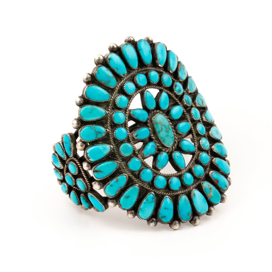 1940s Turquoise Zuni Cluster Cuff - Kingdom Jewelry