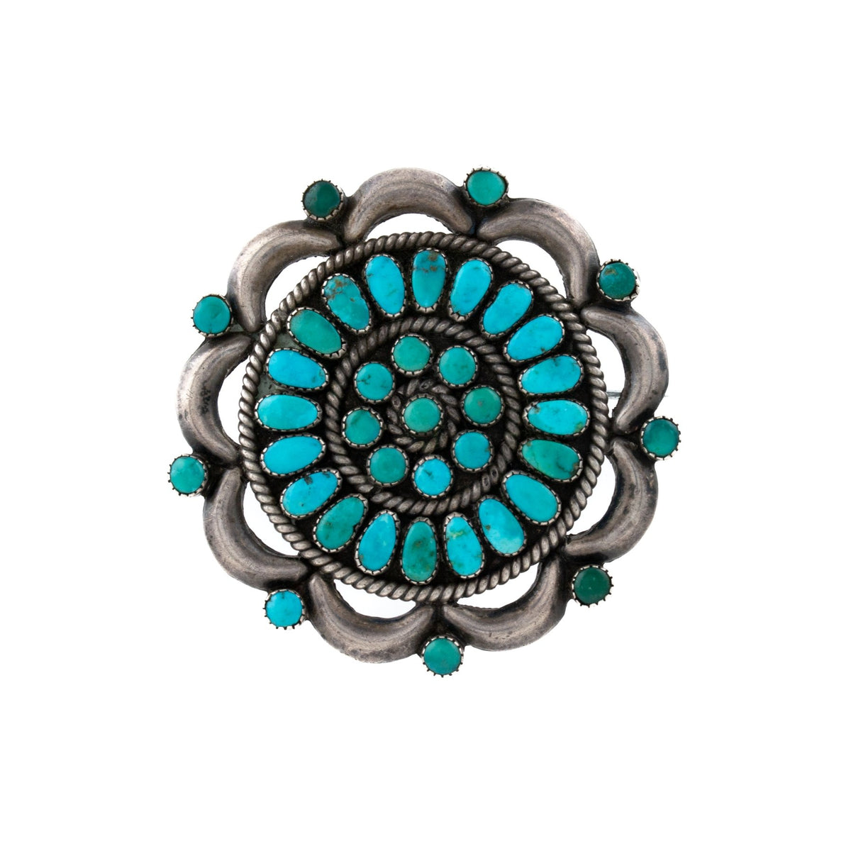 1950's Pinwheel Turquoise Brooch - Kingdom Jewelry