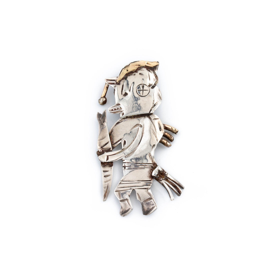 1970's Angler Fisherman Brooch - Kingdom Jewelry