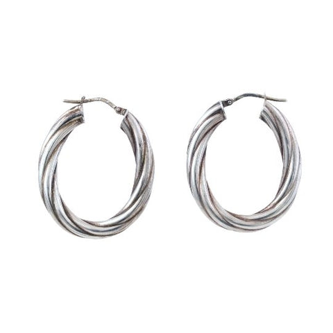 1970s Twisted Silver Rope Earrings - Kingdom Jewelry