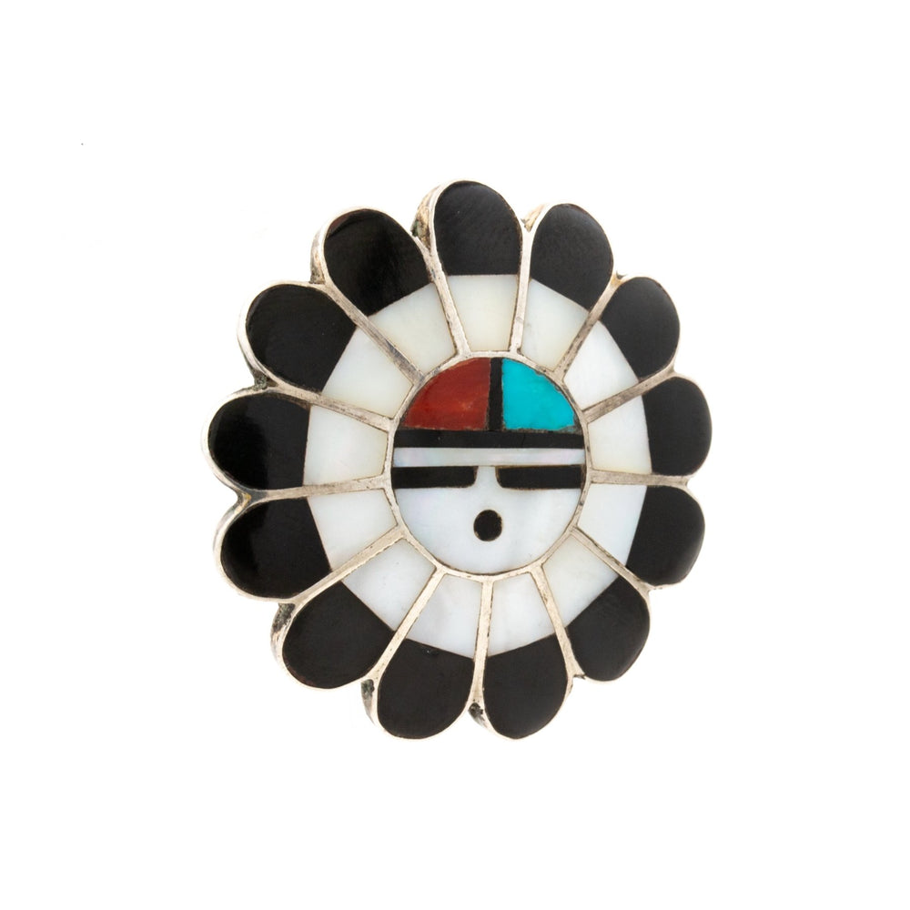 1970's Zuni Sun Face Brooch - Kingdom Jewelry