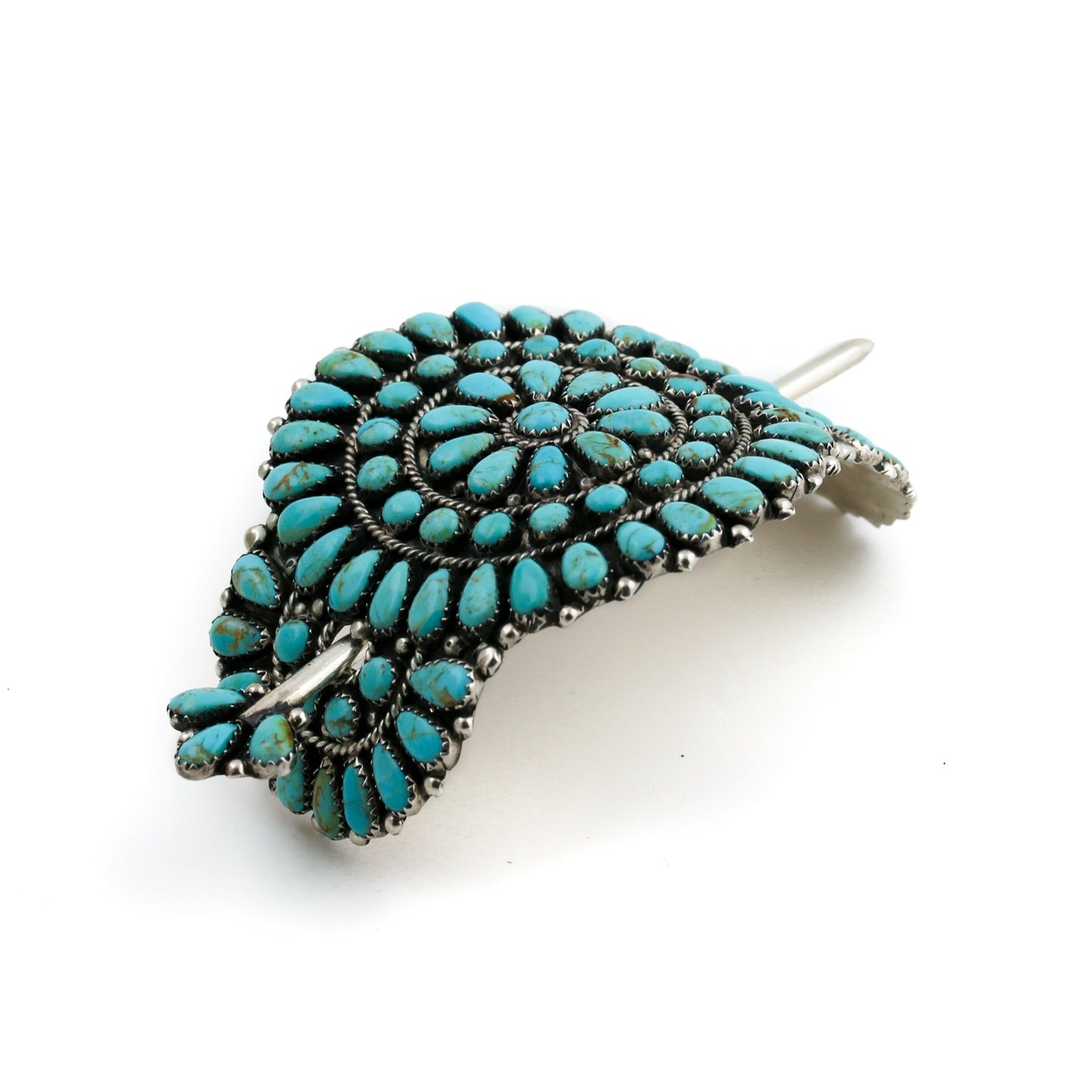 1980's Flower Mosaic Zuni Hair Pin - Kingdom Jewelry
