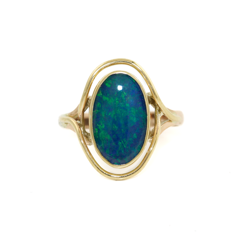 10k Gold x Blue Australian Opal Cocktail Ring