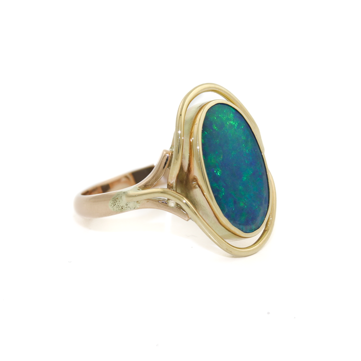 10k Gold x Blue Australian Opal Cocktail Ring