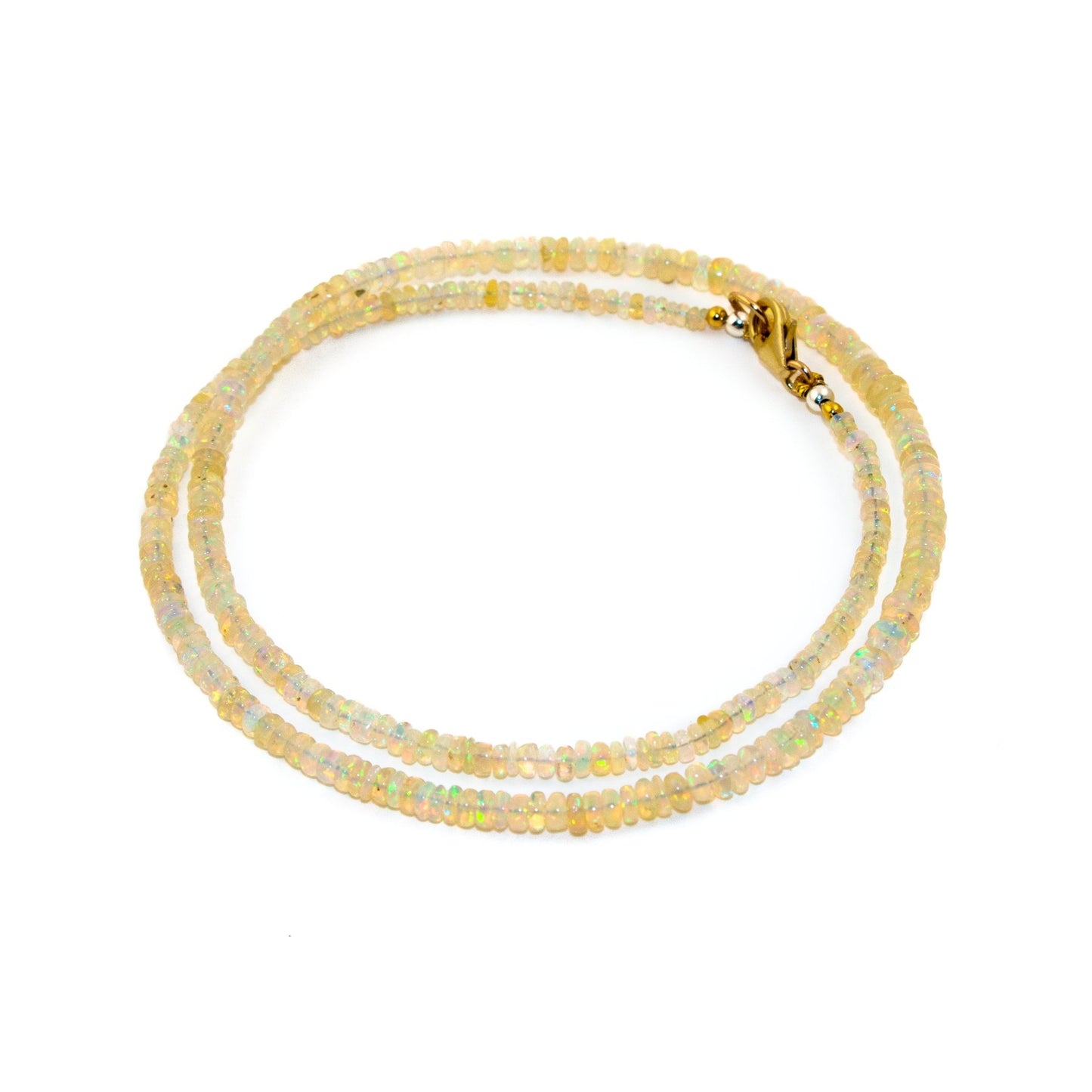 3mm Round Disc Opal Beaded Necklace - Kingdom Jewelry