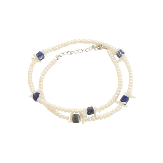 4mm Pearls x Lapis Necklace - Kingdom Jewelry