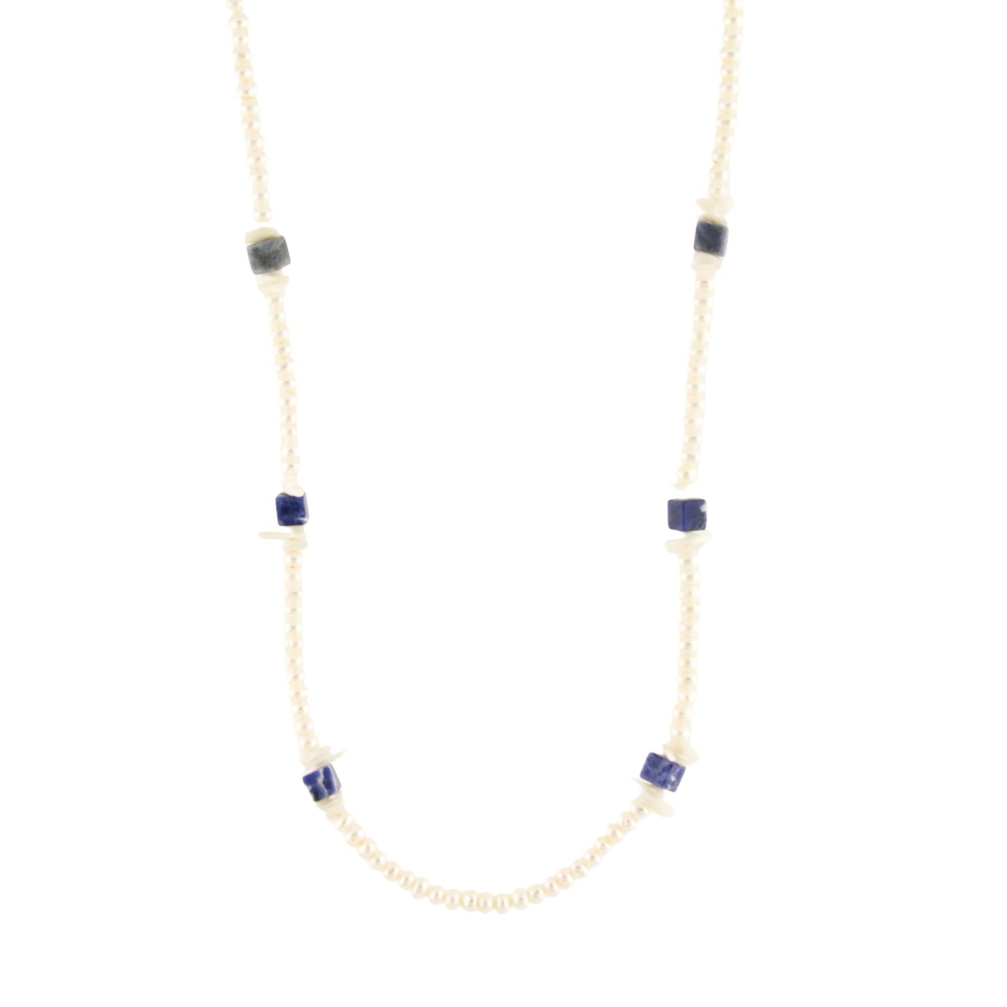 4mm Pearls x Lapis Necklace - Kingdom Jewelry
