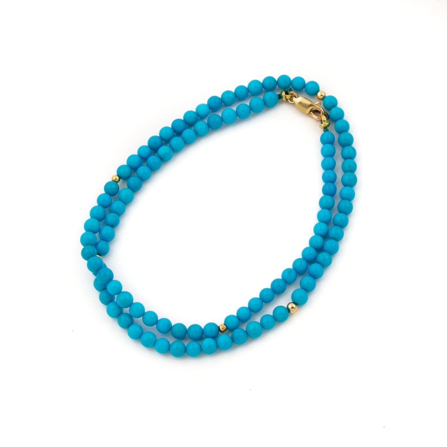 4mm Sleeping Beauty Turquoise and Gold Beads - Kingdom Jewelry
