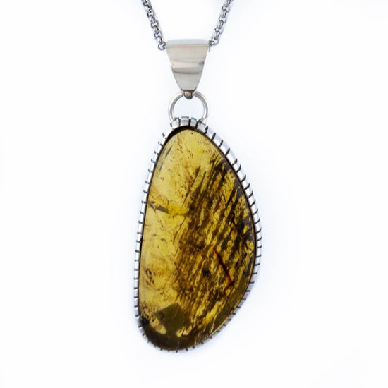 Angular Streaked Amber Pendant - Kingdom Jewelry